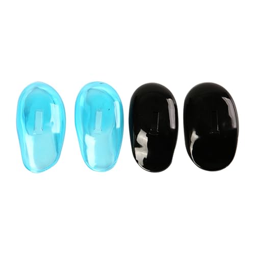 2 Pairs Ear Covers Waterproof Hair Dye Ears Shield Silicone Protector Ear Covers for Shower Reusable Ears Cap Protector for Shower Washing Hair Salon Barber Home Use Women Men(Black Blue)