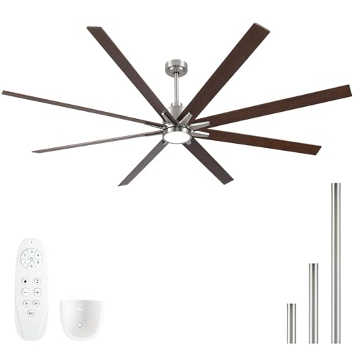 Rayqueen 84 Inch Brushed Nickel Ceiling Fan