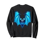 Funny Blue Bat Flying with open wings