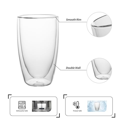Mugs de vidrio de pared doble 16oz 2 pack NIRA.Z miniatura 4