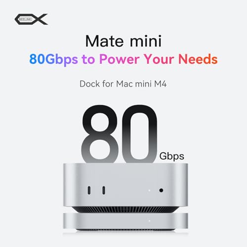 Image of Mate Mini-A 2TB for Mac mini M4 Dock, 80Gbps Thunderbolt 5 Aluminum Alloy Stand with Dual M.2 PCIe SSD Slots (Pre-installed 2TB NVMe, Expandable to 16TB, 2.5G LAN, USB-A 3.0, SD4.0, Silver)