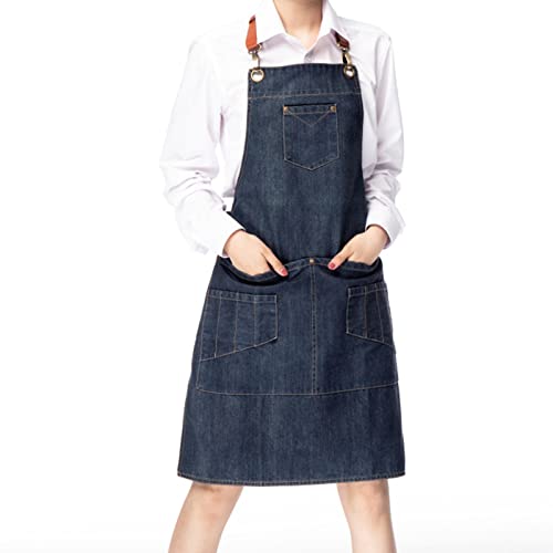 Fartuch kowbojski dla mężczyzn grill denim fartuch szefa kuchni fartuchy robocze z kieszeniami dla kobiet bez rękawów do gotowania malarza