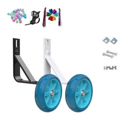 1 par de ruedas de entrenamiento para bicicletas infantiles de 12, 14, 16, 18 y 20 pulgadas, con timbre y decoraciones, estabilizadores universales para bicicletas, ruedas auxiliares para niños y niñas (verde, 12 pulgadas) miniatura 1