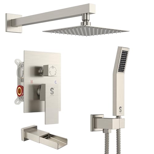 Image of SR SUN RISE 8'' All-Metal Shower System with Tub Spout Handheld Sprayer