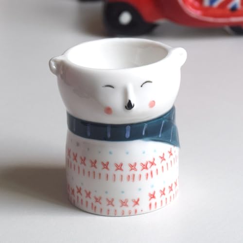 Soulnioi Egg Cups,Cartoon Ceramics Egg Holders,Printed Boiled Egg Holder,Egg Stand Tray,for Kitchen Boiled Eggs Breakfast Store Egg Cups/Holders Snowman - Image 2