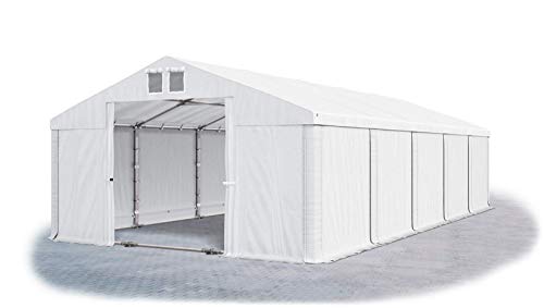 Das Company Lagerzelt 6x10m wasserdicht mit Bodenrahmen und Dachverstärkung weiß Zelt 560g/m² PVC Plane hochwertig Zelthalle Summer Plus SD - Faltpavillon - Gartenpavillon - Pavillon - Partyzelt