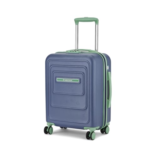 Image of uppercase Helix Solid (Cabin) 56Cm Textured Trolley Bag with Combination Lock, 8 Wheels, Eco Polycarbonate Luggage, Laundry Compartment, Durable Design for Travel - Suitcase for Men & Women Navy Blue
