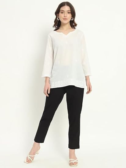 Image of Women's Trousers Pants Formal Office Wear, Pure Cotton Comfortable Pant | Styles Ideal for Professional and Casual Outfits