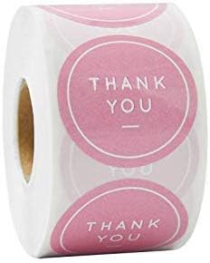 PAPERLILY Thank You Stickers - 1.5" | 500 Pink Labels Per
