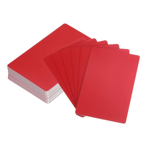 Tarjetas de visita de metal en blanco uxcell rojas: hojas de aluminio 86x54 mm para grabado láser