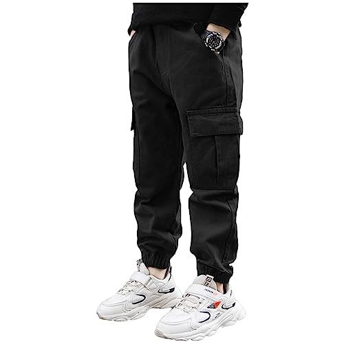 Boys' Cargo Jogger Pants Hip Hop Jazz Dance Trousers Elastic Waist Casual Sports Sweatpants with Pockets
