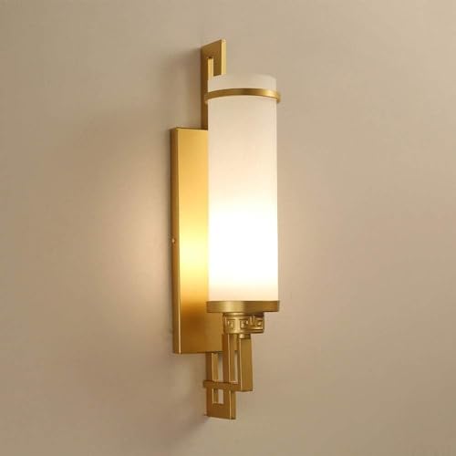Aplique de pared Lámpara de pared moderna Pantalla de vidrio Aplique de pared de metal Lámpara de pared de estilo americano Luces de pared clásicas para interiores, Lámpara de araña única (dorada)