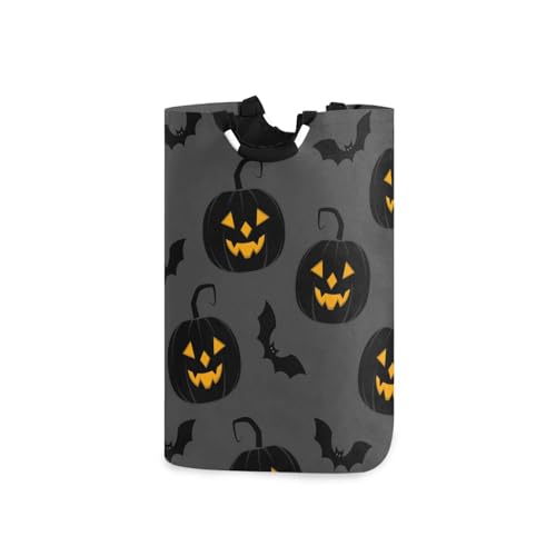 Jihqo Laundry Hamper Basket Halloween Pumpkin Bat Black Collapsible Nursery Storage Bin Waterproof Clothing Baskets for Home Bedroom Bathroom Washing Room
