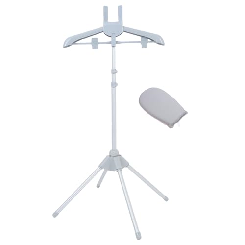 SOLUSTRE 1set Adjustable Clothes Steamer Hanger Stand Foldable Portable Garment Rack Ironing Glove for Easy Use for Steaming Pants Jeans Skirts