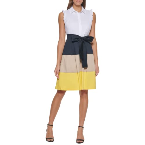 Tommy Hilfiger Damen Colorblock Tiered Collar Sleeveless Dress Lässiges...