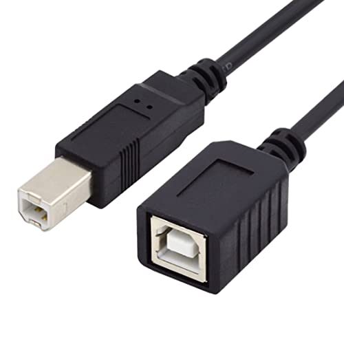 chenyang Printer Scanner Disk USB 2.0 Type B Male to Female Extension Cable 20cm, Black Straight Type