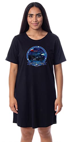 INTIMO Polar Express Womens' Train Movie Film Nightgown Sleep Pajama Shirt (Large) Black