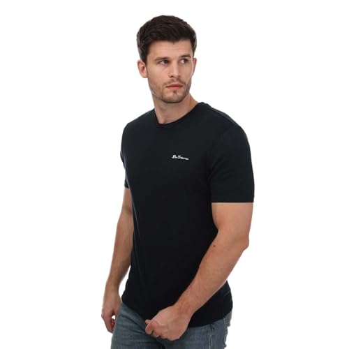 T-Shirt Homme Logo Script Bleu col rond en maille de coton doux