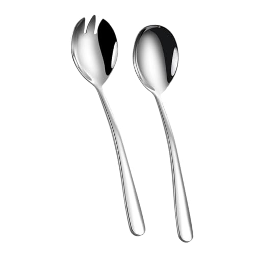 OUNONA 2 Sets Stainless Steel Salad Kitchen Serving Utensils for Fruit Dessert and Salad High Grade Heavy Duty Comfortable Grip