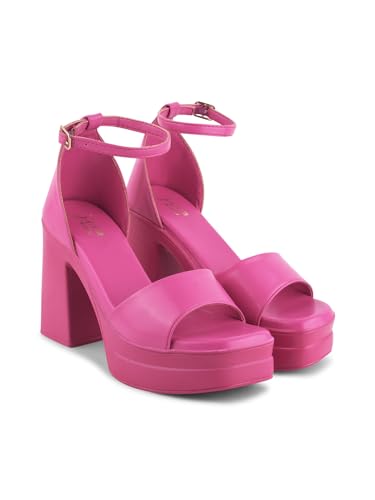Image of JM LOOKS Women's Block Heel Sandal Platform Sandal Ankle Strap Open Square Toe High Heel Sandal for Wedding Party Evening Prom