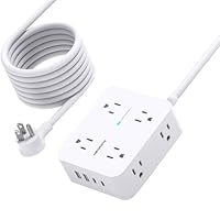 Extension Cord 10 Ft, HANYCONY Surge Protector Power Strip with 8 Widely Outlets 4 USB Ports (2 USB C), 3-Side Outlet Extender Strip, Wall Mount, Ideal for Home Office College Dorm Room Essentials