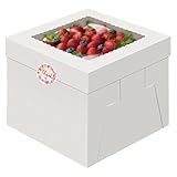 Savveffort 12 Set 12x12x8in Cake Boxes with Stickers,White Bakery Boxes with Window,Large Baking Box, Tall Cake Box, Suitable for Birthday, Party, Wedding, Banquet