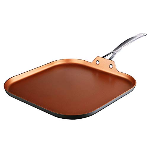 Cooksmark Copper Pan 11-Inch Nonstick Copper Ceramic Griddle Pan with Stainless Steel Handle