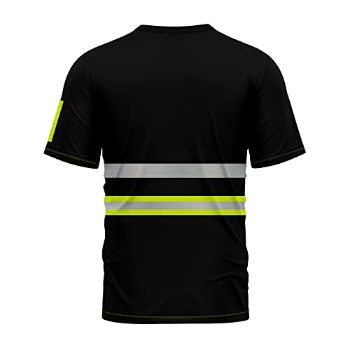 trending babz High Visibility Short Sleeves Quick Dry T Shirts Reflective Tape Safety Hi Vis Round Crew Neck Security Work Breathable Workwear Top Tee - Image 2