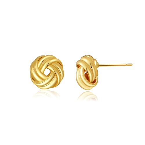Image of SHERLOVE Chunky Knot Gold Earrings Women Statement Drop Dangle Earrings | 14K Gold Plated Hypoallergenic Lightweight,Trendy Dainty Elegant Cute,Women Gold Jewelry Fashion Accessories Gifts