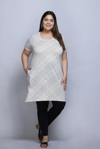 Image of RYSH Women's All-Over Printed Cotton Plus Size Longline T-Shirt with Pockets