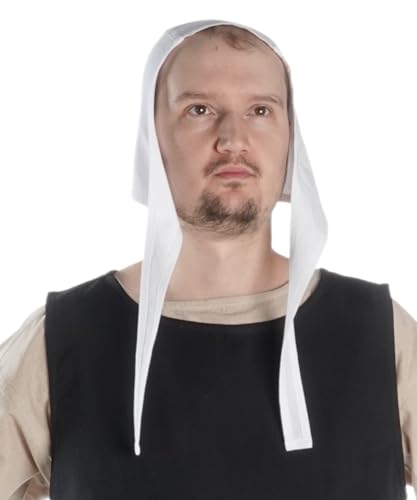 HEMAD Bonnet médiévale pour Homme - Pur Coton – M Blanc
