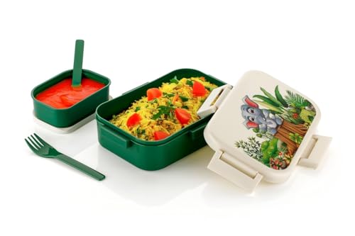 Image of Lunch Box for Kids, Adults |Tiffin Box with 2 Compartment, Spoon and Fork | Leakproof 100% Food Grade
