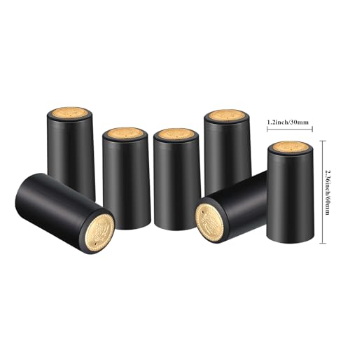 Blulu 120 Pcs Wine Sealer for Bottles PVC Heat Shrink Capsules Bottle Caps for Wine Making Cellars and Home Use (Black)