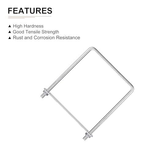 Image of DTGN M8x120x160mm(ThreadxWxL) Square U Bolt - 2Pack - Good for Trailer Pipe Replacement Parts - 304 Stainless Steel U Shape Bolts