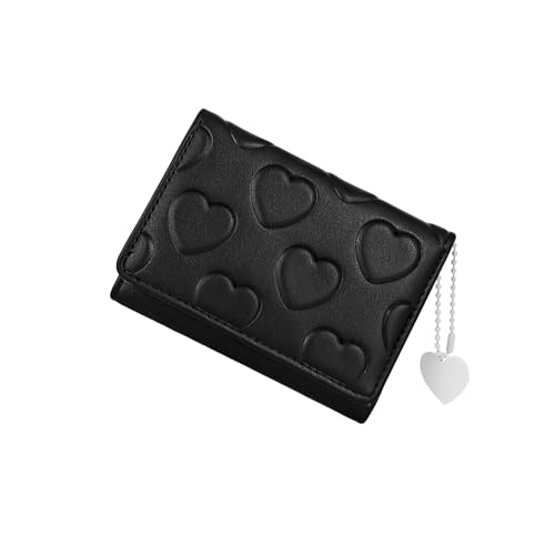Women Wallet, PU Credit Card Holder with Heart-shaped Pendant, Cute Women's Credit Card Wallet for Shopping, Dating, Travel (Black)2