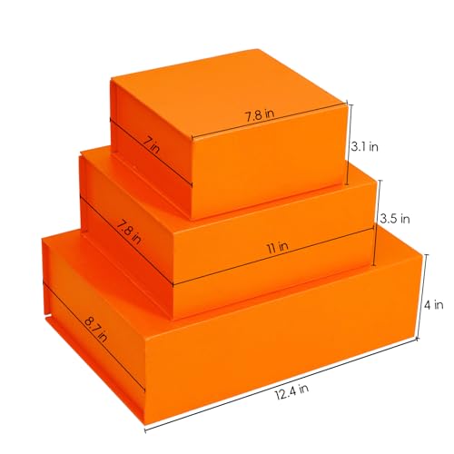Image of Rsgift Orange Graduation Gift Boxes, 7.8x7x3.1Inches with Lid, Packaging Gift Boxes for Valentines Day, Birthday, Christmas