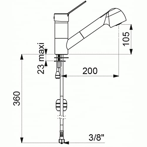 Mitigeur à bec orientable L195, douchette extractible, manette ajourée Réf 2211