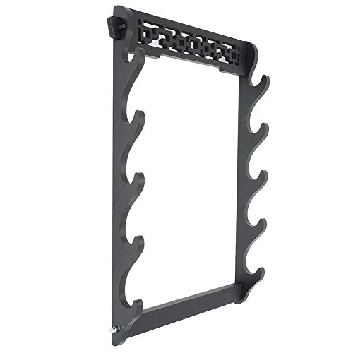 LZYC 5 Tier Sword Stand Wall Mount Samurai Sword Holder Display Stand Katana Wakizashi Tanto Wall Hanger Sword Rack 5 Layer