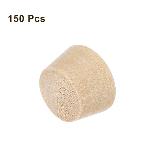 Image of uxcell 150Pcs Wood Button Plugs, 7.5mm /0.3 inch Flat Head Hardwood Screw Hole Plug Wooden Caps Buttons Wood Plug for Furniture Woodworking Craft Decor (9mm x 7.5mm)