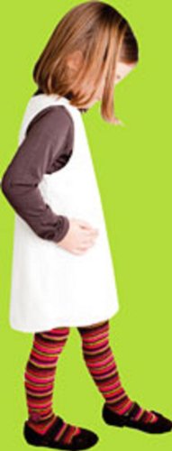 Country Kids RED CROCHET FLOWER STRIPED Tights 3-5 years2