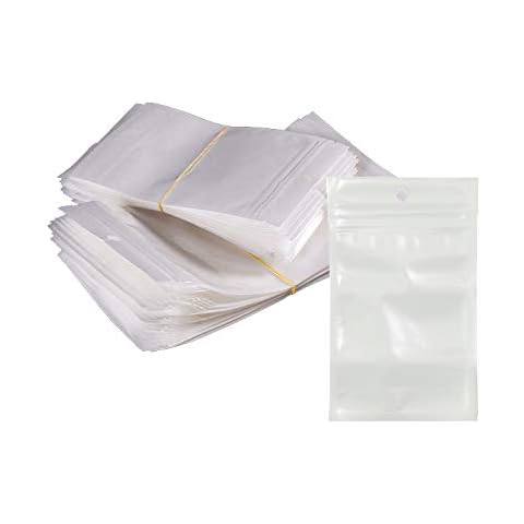 White/Clear Self Seal Zipper Plastic Retail Packaging Pack Poly Bag Ziplock Pouches Reclosable Packaging Bag Hang Hole (6x10cm(2.4"x3.9"), 100 pcs) Cover