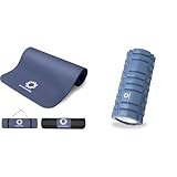 【2点セット【Amazon.co.jp限定】】プリマソーレ ヨガマット 10mm ネイビー トレーニングマット 厚め 幅広 エクササイズマット フィットネス ピラティス 筋トレ yoga + フォームローラー ヨガ ポール エクササイズ ストレッチ セルフケア ペールブルー