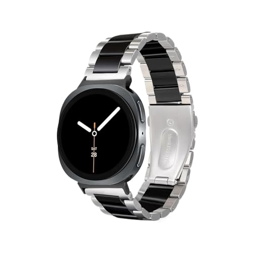 �ɓK������Samsung Galaxy Watch 8 /44mm/ 40mm/ 8 Classic/ 46mm/ Galaxy Watch Ultra 2025/ 47mm�ɓK�����郁�^��+�Z���~�b�N�X�g���b�v(Silver black,For Watc