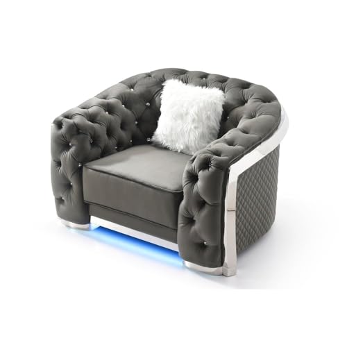 Sillón Terciopelo Gris Moderno Plegable miniatura 5