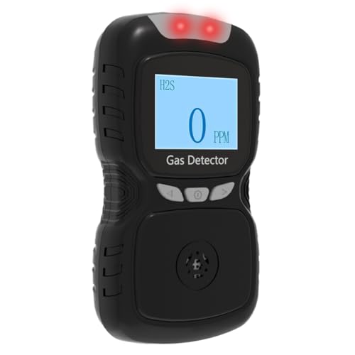 Sooguard H2S Gas Detector Clip On Portable 0-100ppm Monitor with Triple Alarm (Sound/Light/Vibration) 0.5s Fast Response & Digital Display Personal Gas Monitor