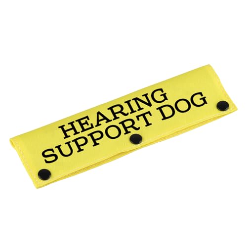 Therapy Service Dog Leash Sleeve Hearing Support Dog Dog Leash Wrap Sleeve Alert Tag Pet Birthday Gift (Hearing Support-YE Sleeve)