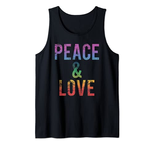 Peace & Love Retro Rainbow Boho Hippie 60's 70s Positivité Débardeur Cover