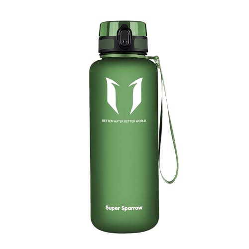 Super Sparrow Sport Vattenflaska - 350ml & 500ml & 750ml & 1000ml & 1.5l - Giftfri BPA-Fri och Miljövänlig Tritan Co-polyesterplast - för Löpning, Gym, Yoga, Utomhus och Camping