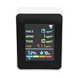 YWBL-WH Monitor de Calidad del Aire 6 en 1 para el Hogar Interior PM2 5 HCHO TVOC Detector de CO2 con Sensor de Temperatura y Humedad y Pantalla a Color de 2,8 Pulgadas Probador Portátil (MT07WT