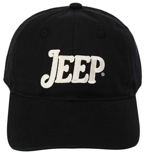 Jeep Vintage Script Logo Heavy Chino Twill Hat - Black